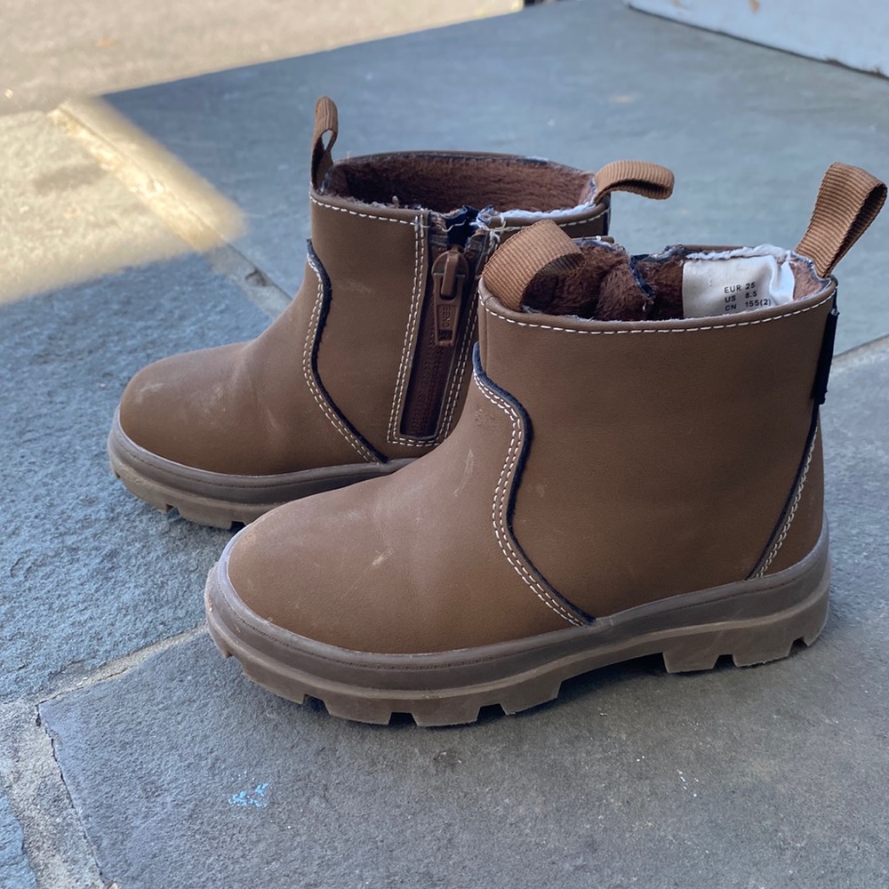 H&M Waterproof Fleece Lined Brown Boots, Toddler Girl 8.5